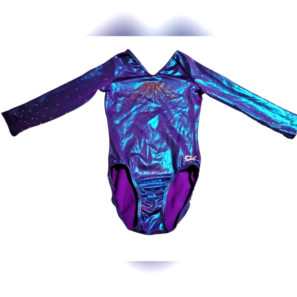 GK, Elite Sportswear, Leotard, V-Neck, Rhinestones Arms + Chest, Long Sleeve, AS